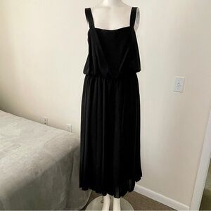 Black Grecian style dress with pleated skirt